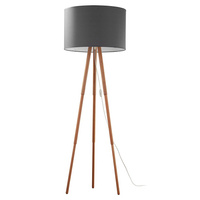 TOKYO Stojací stojací lampa Stínidlo grafit a dřevo borovice Skandinávský E27 5289 TK Lighting