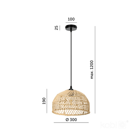 Bambusová dekorativní závěsná lampa Riga Kobi E27