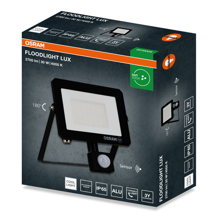 LED reflektor Halogenový venkovní reflektor 30W 4000K 2700lm IP65 se senzorem pohybu a soumraku SENSOR FLOODLIGHT LUX OSRAM