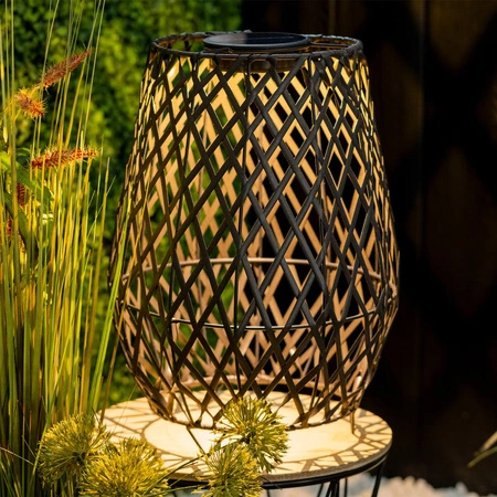 LED solární lampa Venkovní zahradní stojící lucerna 3000K IP44 35cm soumrakový senzor