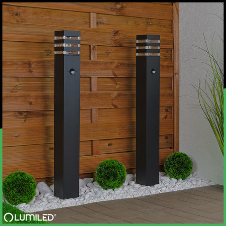 Venkovní zahradní lampa E27, LED snímač pohybu sloupek 80cm TAXUS 2 LUMILED