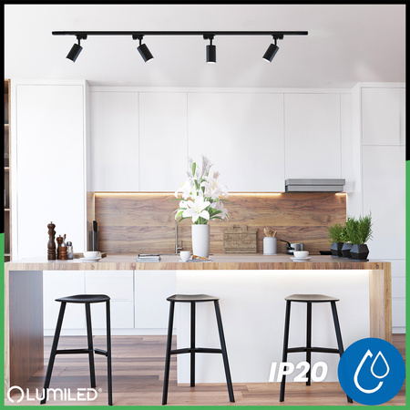 Osvětlovací lišta 2m + 4x reflektor lištový, GU10 Černá RITI LUMILED