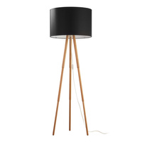 TOKYO Stojací stojací lampa Stínidlo černé a dřevo Skandinávská borovice E27 5298 TK Lighting