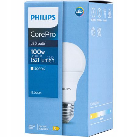 LED žárovka E27 A60 13W = 100W 1521lm 4000K Neutrální PHILIPS