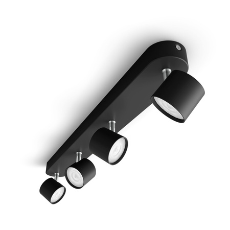 LED STAR stropní svítidlo 4x 4,5W 2700K stmívatelné reflektorové pohyblivé svítidlo černé PHILIPS