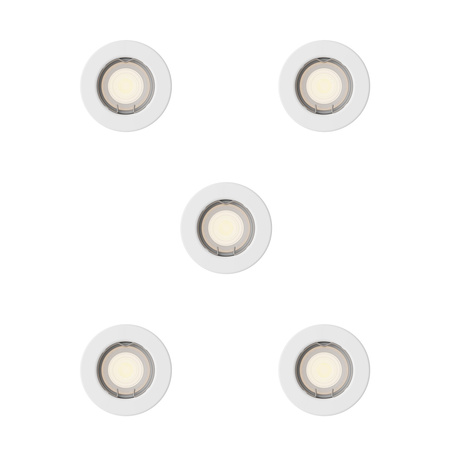 5x LED GU10 zapuštěná pod omítku pevná hliníková kulatá bílá Peridot Philips