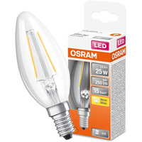 LED žárovka E14 B35 CL 2.5W = 25W 250lm 2700K Teplá bílá 300° vlákno OSRAM STAR