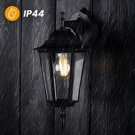 Zahradní nástěnná lampa lucerna E27, Černá BELLIS LUMILED
