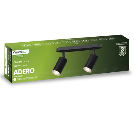 LED bodové reflektorové stropní svítidlo 2x GU10 IP44 ADERO Black Lumiled