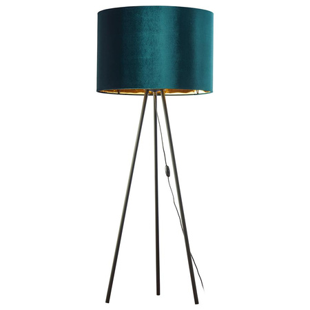 TERCINO GREEN Stojací stojací lampa Velurové stínítko Černá a zelená Elegantní E27 5539 TK Lighting