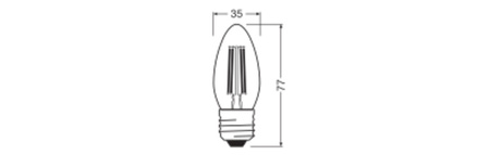 LED žárovka B35 E27 svíčka 3,4W = 40W 470lm 2700K teplá bílá 300° Filament STAR CLASSIC Osram