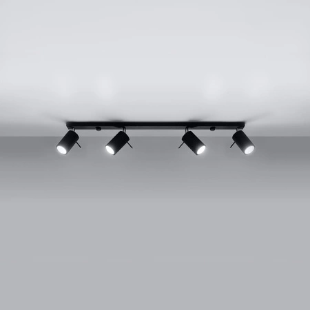 Svítidlo pro povrchovou montáž RING 4L 4xGU10 Reflektor halogenový pohyblivý minimalistický černý SOLLUX