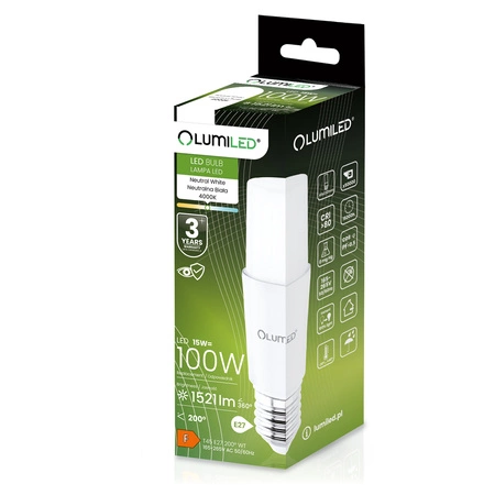 Žárovka LED E27, 15W = 100W 1521lm 4000K Neutrální bílá Stick LUMILED