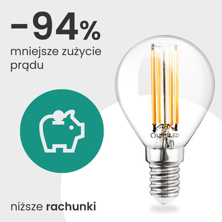 LED žárovka E14 kapka P45 2,2W 470lm = 40W 4000K neutrální bílá 360° vlákno energetická třída A LUMILED