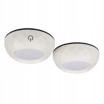 2x LED samolepicí kulaté podskříňové svítidlo. 4000K 3xAAA napájené baterií. bílá