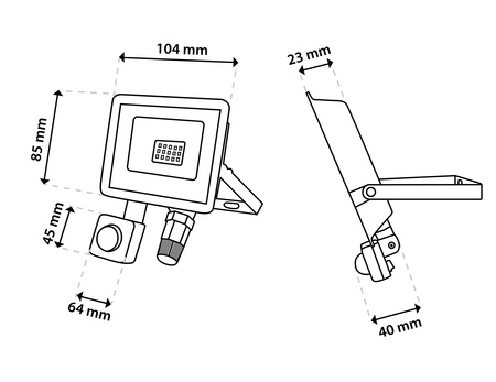 LED Reflektor snímač pohybu 10W, 1100lm 4000K IP65 Černá ZUME ALS LUMILED