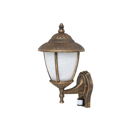 Zahradní lampa LED nástěnná lampa MADRID E27 IP43 nahoru Lucerna s pohybovým senzorem starožitné zlaté RABALUX