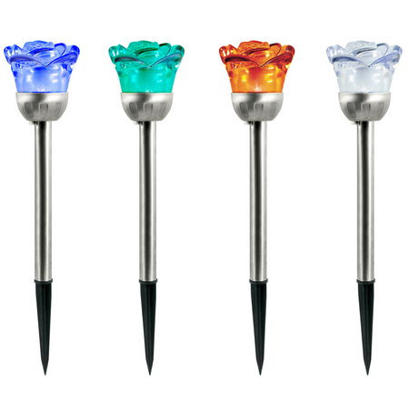 LED solární zahradní lampa ROSE 6500K Studená bílá a RGB GOLDLUX (Polux)