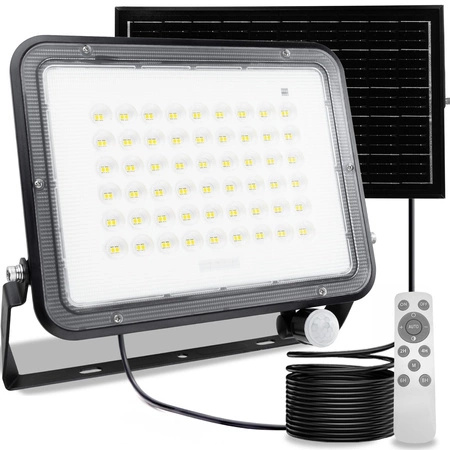 Solární halogenový reflektor LED 200W Zahradní lampa 4000K IP65 PIR senzor pohybu + dálkové ovládání FULGOR LUMILED