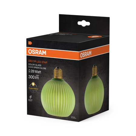 LED žárovka E27 Sphere 3,5W 300lm 2700K teplá bílá Decorative Green Osram