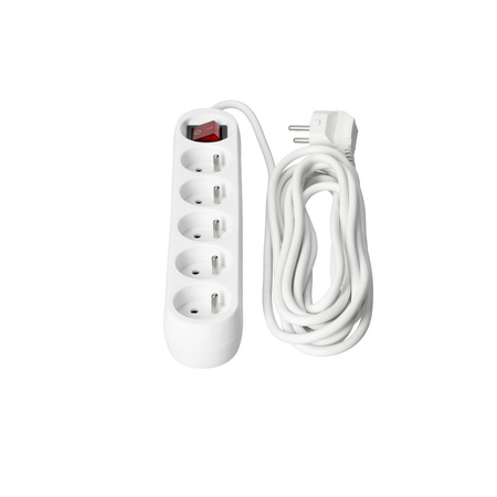 Prodlužovací kabel Zástrčka 5 x uzemněná zásuvka Power Strip On/Off Switch 5m White Linea Kobi
