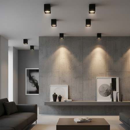 Přisazené čtvercové stropní svítidlo JUPITER K17 DOWNLIGHT E27 Black