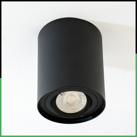 Povrchová montáž HALOGEN Spot Tuba Movable AMAT-XL GU10 Round 125mm BLACK LUMILED