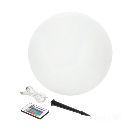 Solární zahradní lampa LED 3000K + RGB poháněná nadzemním okrasným kulovým hrotem 40 cm KOBI