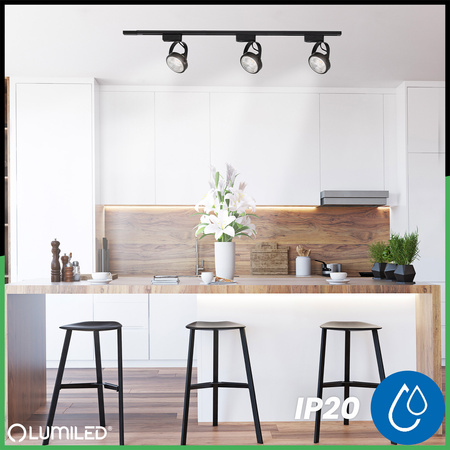 Osvětlovací lišta 1.5m + 3x reflektor lištový, GU10 AR111 Černá VICTUS LUMILED