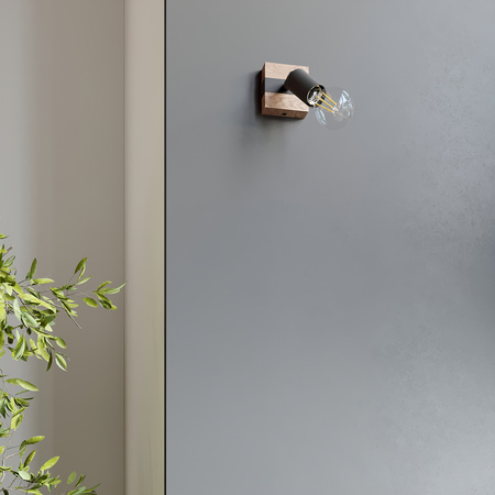 Nástěnné svítidlo ZUCA E27 černé dřevěné moderní SOLLUX