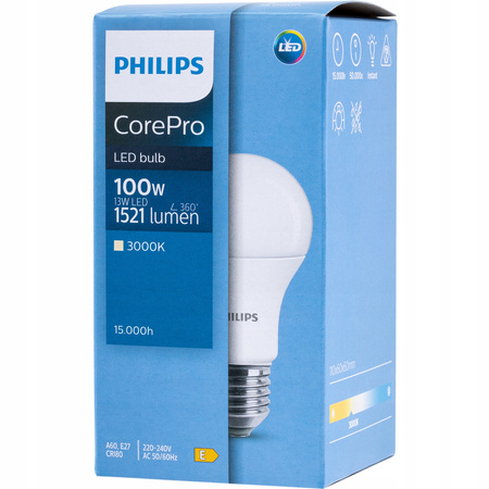 LED žárovka E27 A60 13W = 100W 1521lm 3000K teplá bílá PHILIPS