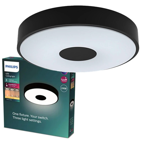 Stropní svítidlo LED Plafond 24W 2800lm 4000K SceneSwitch Black Coiner Philips