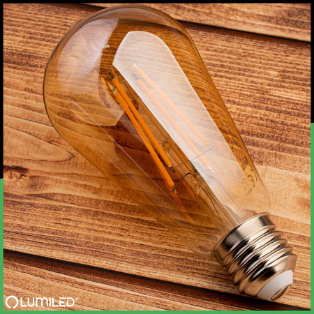 LED žárovka E27 ST64 4W = 35W 440lm 2000K Warm 360° Filament LUMILED
