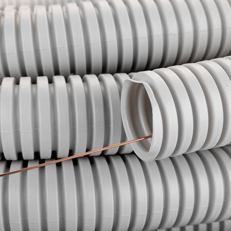 Vlnitá trubka RKGL 40mm 320N trubka s dálkovým ovládáním pro ochranu kabelu 25m šedá AKS ZIELONKA