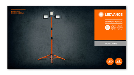 LED Floodlight 40W 3600lm 4000K IP54 On LEDVANCE WORKLIGHT TRIPOD Stojan