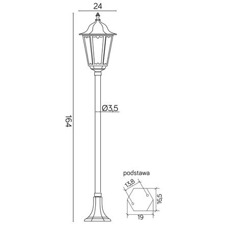 Venkovní zahradní lampa LANTERN E27 Retro Classic K 5002/1 164cm černá Su-Ma