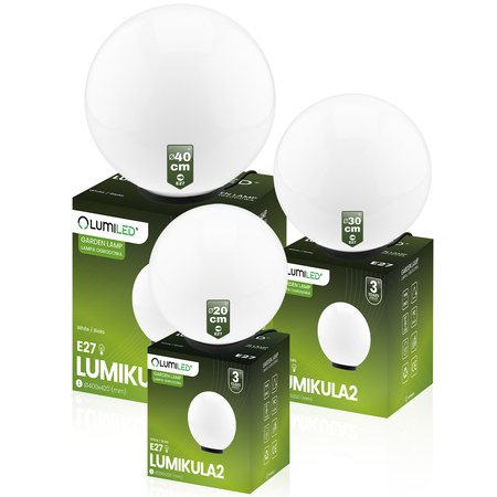 Venkovní lampa E27, KOULE LED IP65 20cm LUMIKULA2 LUMILED