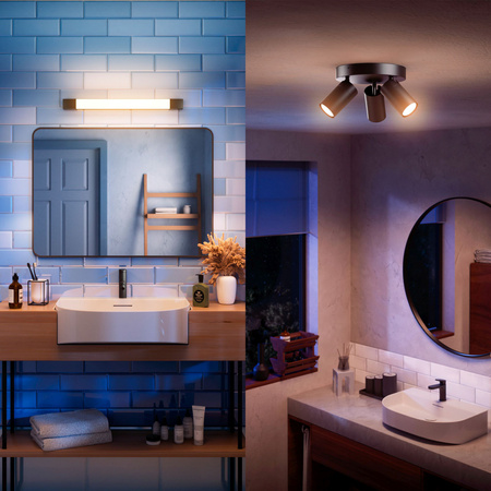 LED Světlo nad Zrcadlo 5W 730lm 2700K 44cm IP44 Černá Rover Philips