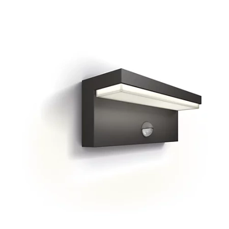 Zahradní LED nástěnné svítidlo BUSTAN 3,8W Pohybové čidlo 4000K neutrální bílá IP44 Antracit PHILIPS