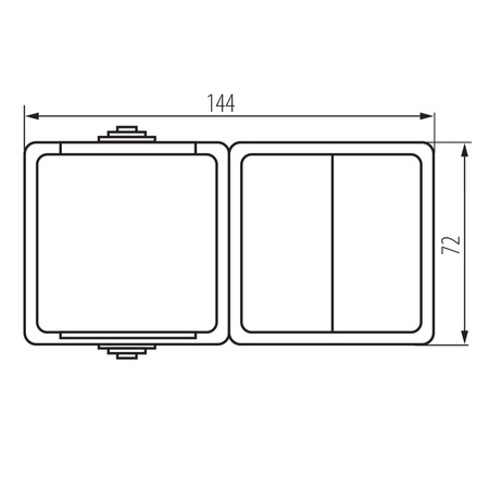 Lustrová spínací zásuvka ochrana 10A uzemnění IP54 obdélníková šedá TEKNO Kanlux