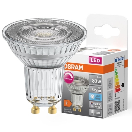 LED žárovka GU10 8.3W = 80W 575lm 4000K Neutrální bila 36° CRI90 OSRAM SUPERSTAR Stmívatelné