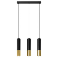 LOOPEZ 3L Závěsné stropní svítidlo 3xGU10 Elegantní černá a zlatá SOLLUX