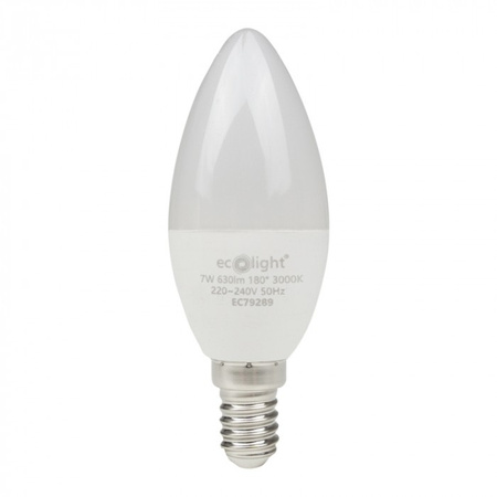 LED žárovka Candle B37 E14 7W 630lm 3000K Warm Ecolight