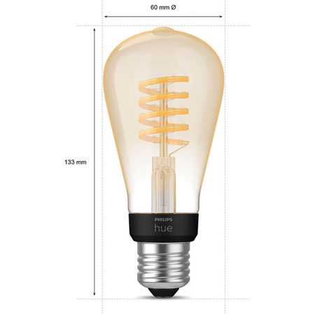 LED Edison E27 ST64 7W CCT PHILIPS HUE White & Ambiance Filament Bluetooth Zigbee žárovka