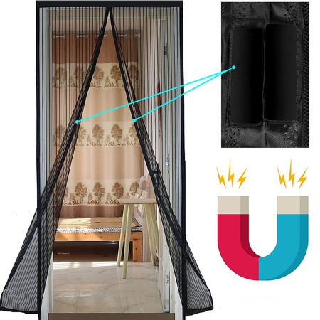 Magnetický závěs na dveře Moskytiéra 80/90/100 x 210/220cm černá