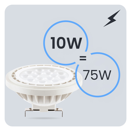LED žárovka G53 AR111 10W = 75W 1055lm 3000K teplá bílá 38° 12V AC/DC LUMILED