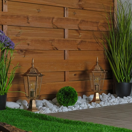 Venkovní zahradní lampa E27, LED nízký sloupek, lucerna, 40cm, Patina, BELLIS LUMILED