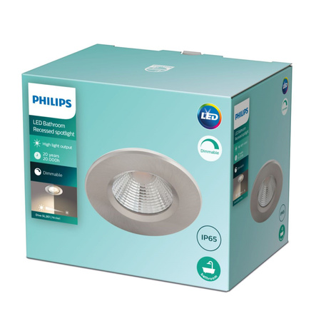 LED halogenové svítidlo DIVE 5,5W 2700K 350lm IP65 kulaté saténové stmívatelné PHILIPS