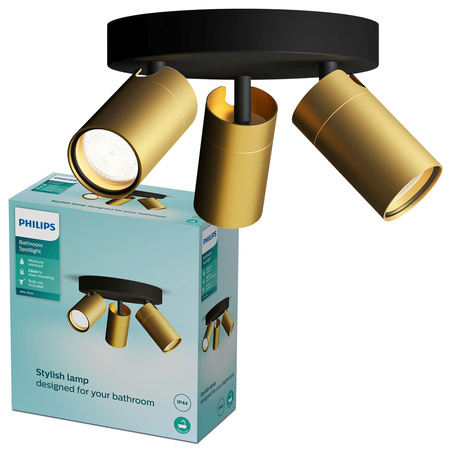 Reflektorové stropní svítidlo 3x GU10 IP44 měděno-černé Kosipo Philips