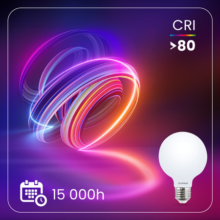 3x Žárovka LED E27, G95 8W = 75W 3000K Teplá bílá Globe Mléčná Filament LUMILED